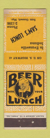 Matchbook Cover - Sam's Lunch Evansville IN WEAR