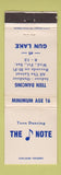 Matchbook Cover - The Note Teen Dancing Gun Lake MI? WEAR
