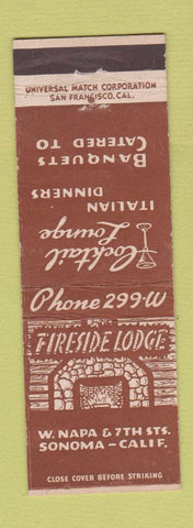 Matchbook Cover - Fireside Lodge Sonomca CA