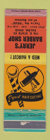 Matchbook Cover - Jerry's Barber Shop Salem OH WEAR