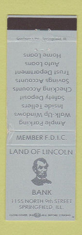 Matchbook Cover - Land of Lincoln Bank Springfield IL Abraham WEAR
