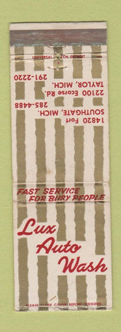 Matchbook Cover - Lux Auto Wash car Taylor Southgate MI WORN