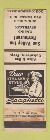 Matchbook Cover - Sun Valley Inn Restaurant West Thornton NH WORN