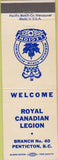 Matchbook Cover - Matchbook Cover Royal Canadian Legion Penticton BC