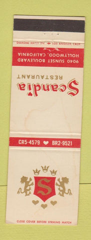 Matchbook Cover - Scandia Restaurant Hollywood CA WORN