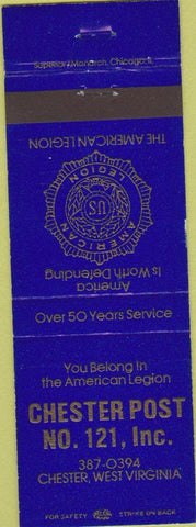 Matchbook Cover - Matchbook Cover American Legion Chester WV