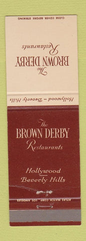 Matchbook Cover - Brown Derby Restaurants Hollywood Beverly Hills CA