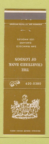 Matchbook Cover - Chartered Bank of London San Francisco Los Angeles Oakland CA
