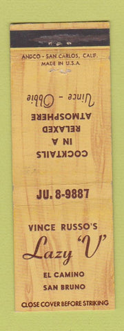 Matchbook Cover - Lazy V El Camino San Bruno CA bar WEAR