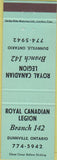 Matchbook Cover - Matchbook Cover Royal Canadian Legion Dunnville ON green