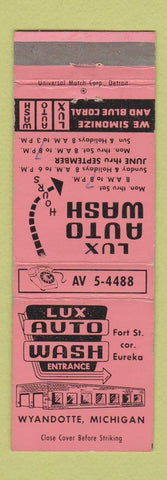Matchbook Cover - Lux Auto Wash Car Wyandotte MI WEAR