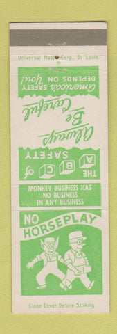 Matchbook Cover - Safety No Horseplay Nixdorff Krein