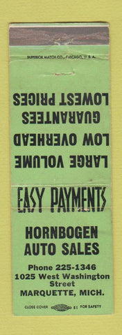Matchbook Cover - Hornbogen Auto Sales Marquette MI WEAR Chrysler Plymouth