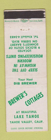 Matchbook Cover - Brewer's Cottages Tahoe Valley CA Lake Tahoe