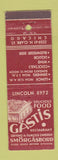 Matchbook Cover - Gastis Restaurant Smorgasbord Chicago IL