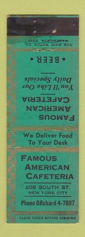 Matchbook Cover - Famous American Cafeteria New York City WEAR