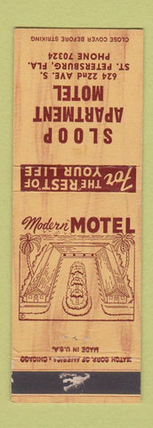 Matchbook Cover - Sloop Apartment Motel St Petersburg FL WORN