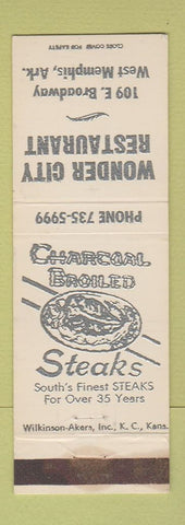Matchbook Cover - Wonder City Restaurant West Memphis AR WEAR
