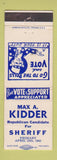 Matchbook Cover - Max Kidder for Sheriff Election Uncle Sam