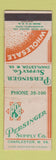 Matchbook Cover - Persinger Supply Charleston WV