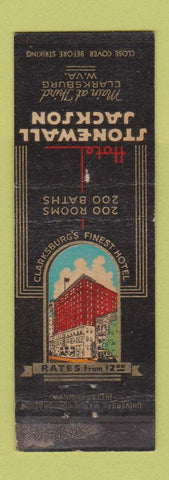 Matchbook Cover - Hotel Stonewall Jackson Clarksburg WV WORN