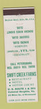 Matchbook Cover - Swift Creek Farms Colonial Heights VA