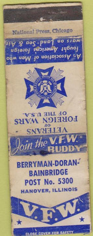 Matchbook Cover - Matchbook Cover VFW Hanover IL WORN