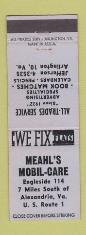 Matchbook Cover - Meahl's Mobil Care Alexandria VA oil gas? Match collector