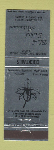 Matchbook Cover - Black Orchid Restaurant Annandale VA
