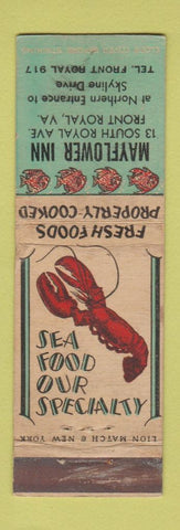 Matchbook Cover - Mayflower Inn Front Royal VA WORN