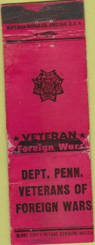 Matchbook Cover - Matchbook Cover VFW Pennsylvania PA WORN