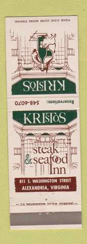 Matchbook Cover - Kristos Steak Seafood Alexandria VA