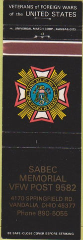 Matchbook Cover - Matchbook Cover VFW Vandalia OH