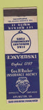 Matchbook Cover - Geo Rucker Insurance Arlington VA