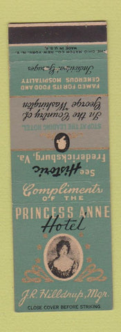 Matchbook Cover - Princess Anne Hotel Fredericksburg VA