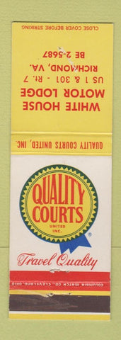 Matchbook Cover - Quality Court Motel White House Richmond VA
