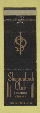 Matchbook Cover - Shenandoah Club Roanoke VA WEAR