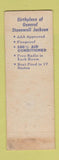 Matchbook Cover - Stonewall Jackson Hotel Clarksburg WV newsstand