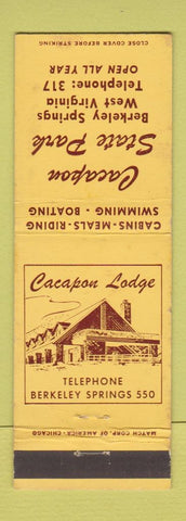 Matchbook Cover - Cacapon State Park Lodge Berkeley Springs WV WEAR