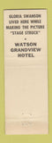 Matchbook Cover - Watson Grandview Hotel New Martinsville WV WEAR