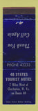 Matchbook Cover - 48 States Tourist Motel Charleston WV WEAR