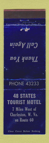 Matchbook Cover - 48 States Tourist Motel Charleston WV WEAR