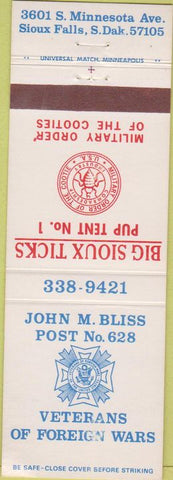 Matchbook Cover - Matchbook Cover VFW Sioux Falls SD