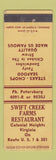 Matchbook Cover - Swift Creek Farms Restaurant Colonial Heights VA
