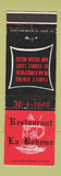 Matchbook Cover - Restaurant La Bohema Falls Church VA