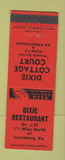 Matchbook Cover - Dixie Restaurant Cottage Court Lynchburg VA