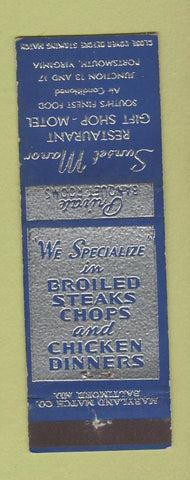 Matchbook Cover - Sunset Manor Restaurant motel Portsmouth NH
