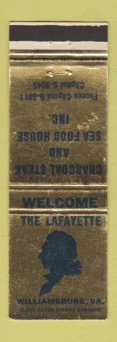 Matchbook Cover - The Lafayette Williamsburg VA restaurant