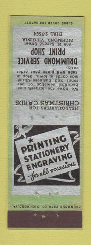 Matchbook Cover - Drummond Print Shop Stationery Richmond VA