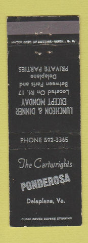 Matchbook Cover - Ponderosa The Cartwright's Restaurant Delaplane VA